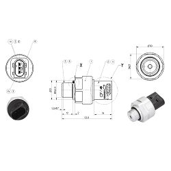 ECAS SENZOR PRITISKA WABCO SCANIA R, DAF XF106, M16x1,5mm,320mv/bar - WABCO