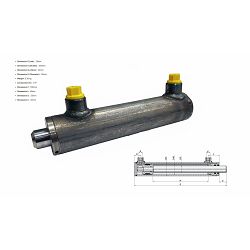 HIDRAULIČNI CILINDAR, DUAL, FI-25mm, 40x25x200, 1,4", 210Bar