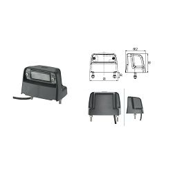 SVIJETLO REGISTARSKE PLOČICE L=D, KRONE, KOGEL, SCHMITZ, LED 12/24V, 63X66X93 - HELLA