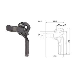 ZATVARAČ LIJEVI, ČELIK, DUŽINA RUČICE 182mm, TIP-3821