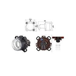 PREDNJI FAR H1, 12V, širina 113mm, visina 113mm, FI 90mm, dubina: 160mm, MERCEDES ECONIC