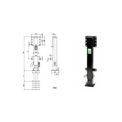 DESNI NOGAR, 12T, H-930mm, EXTENSION 455mm, BAZA TYPE T