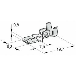 STOPICA MUŠKA 6.3MM PLAVA ZA 2,5mm2, 19.7x6.3mm